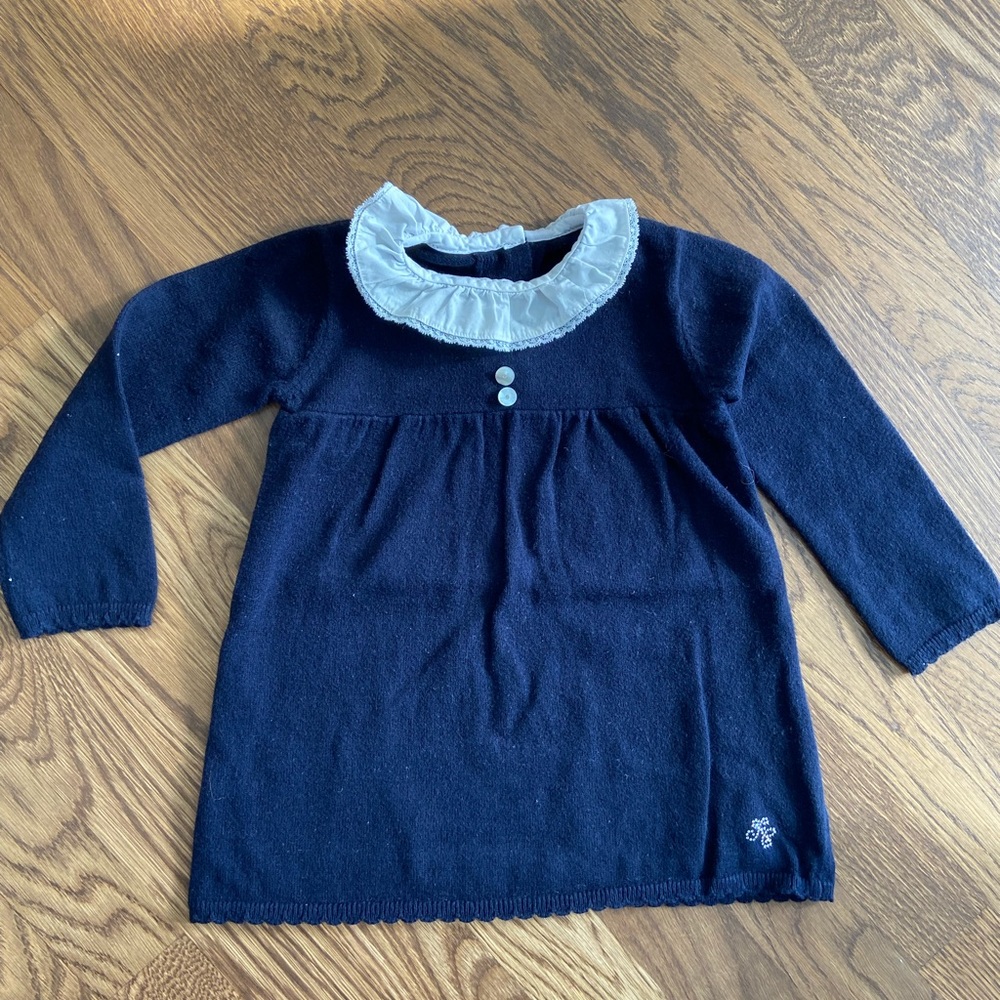 Tartine et Chocolat Navy and White Kids Casual Dress